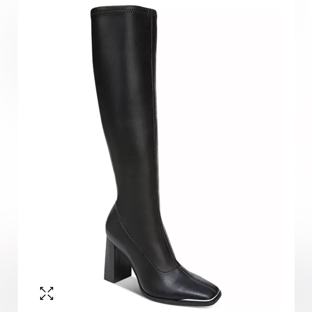 Hayden Square Toe Boots Black Silver Bar III 7.5 heeled zipper knee high
